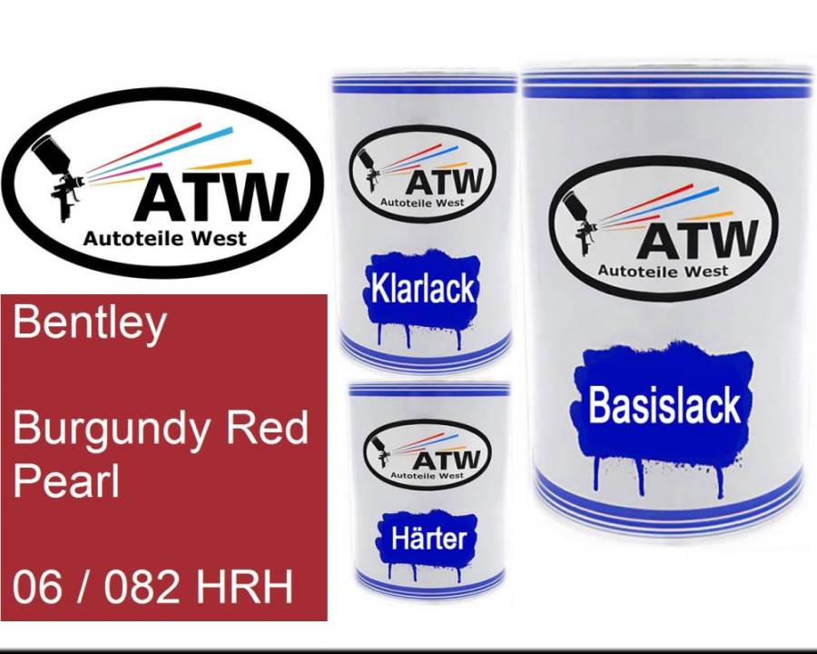 Bentley, Burgundy Red Pearl, 06 / 082 HRH: 500ml Lackdose + 500ml Klarlack + 250ml Härter - Set, von ATW Autoteile West.